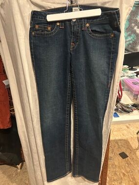 True Religion Women's Dark Indigo Straight Leg Jeans